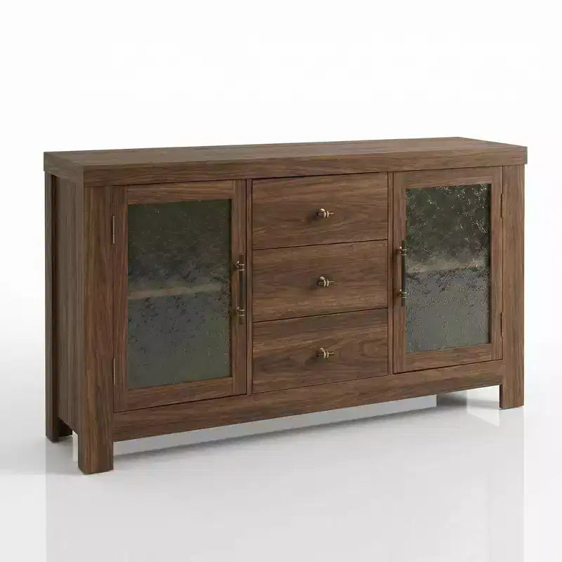 54.4 Mobile Credenza a Buffet, Mobile Contenitore d'Accento con 2 Ante in Vetro e 3 Cassetti, Tavolino da Caffè, Porta TV per Soggiorno, Cucina, Sala da Pranzo