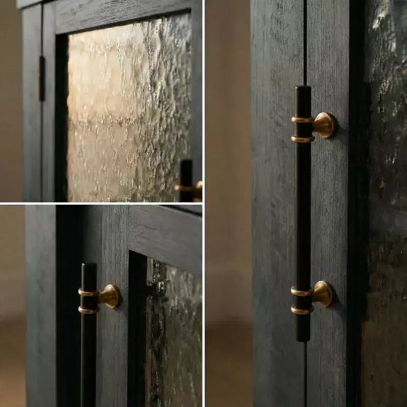 54.4 Mobile Credenza a Buffet, Mobile Contenitore d'Accento con 2 Ante in Vetro e 3 Cassetti, Tavolino da Caffè, Porta TV per Soggiorno, Cucina, Sala da Pranzo