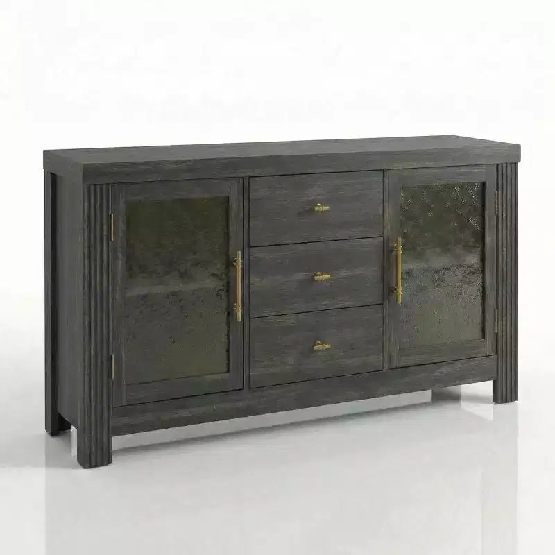 54.4 Buffet Sideboard, Accent Storage Cabinet with 2 Glass Doors & 3 Drawers, Coffee Bar Table, TV Stand for Living Room, Kitchen, Dining Room