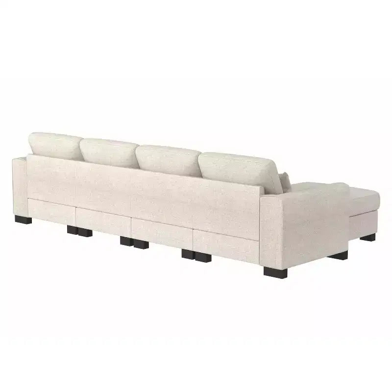 Canapé d'angle modulable moderne en tissu GDFStudio Beulah 130 avec pouf de rangement
