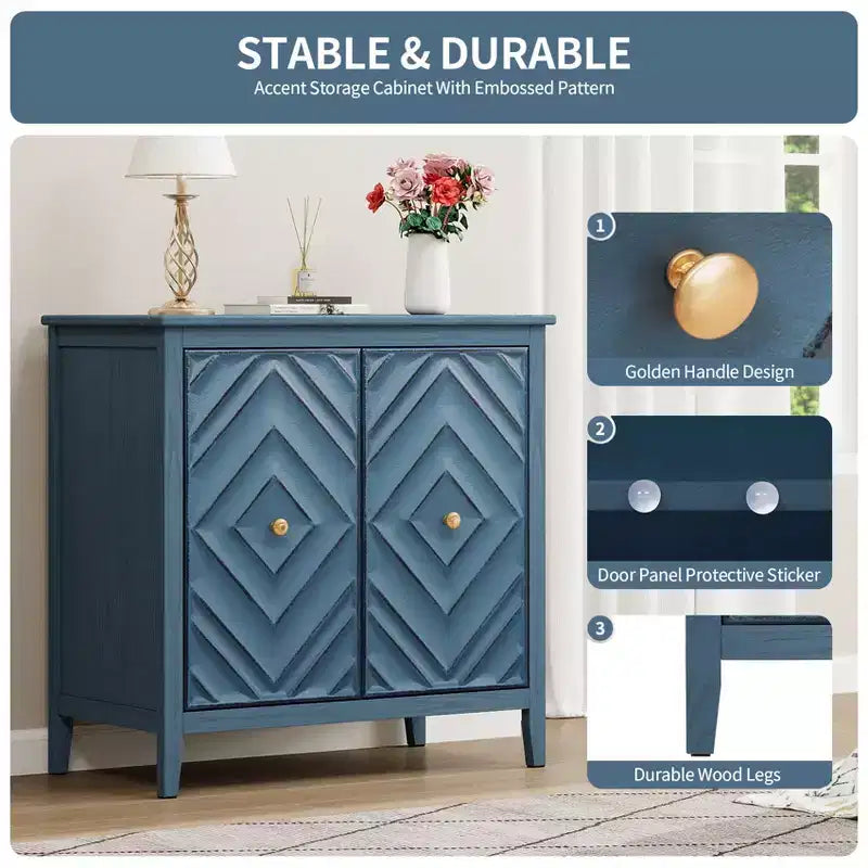 GDFStudio Jean Mobile Contenitore Moderno in Legno con Geometria a Rilievo e 2 Ante Magnetiche