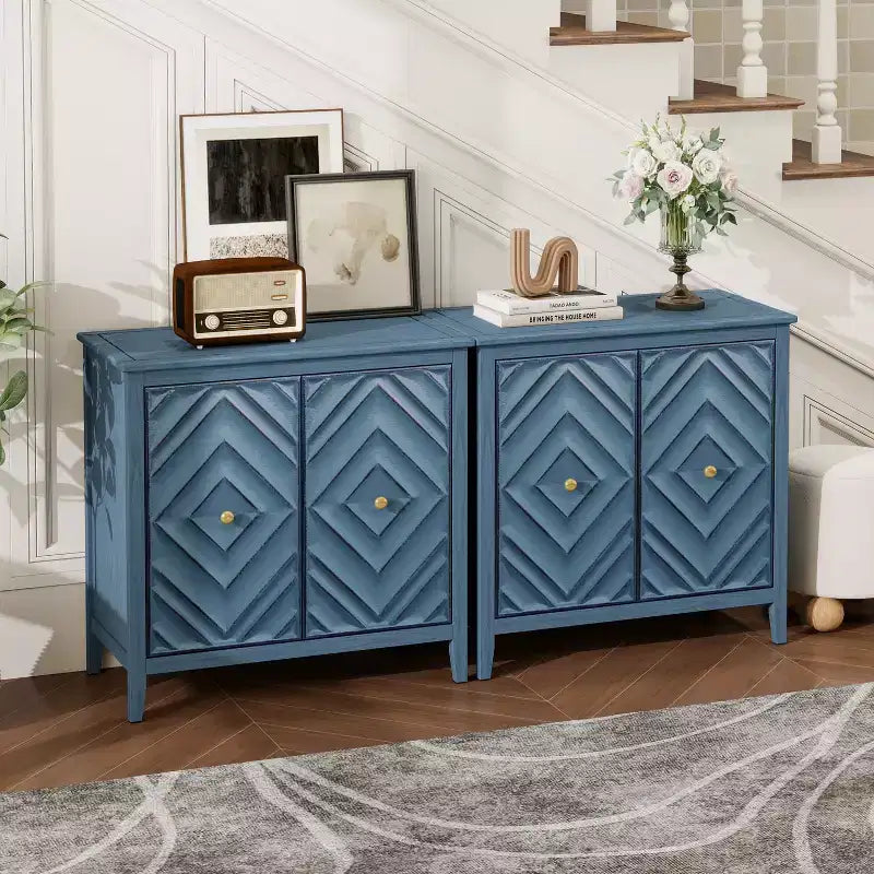 GDFStudio Jean Mobile Contenitore Moderno in Legno con Geometria a Rilievo e 2 Ante Magnetiche