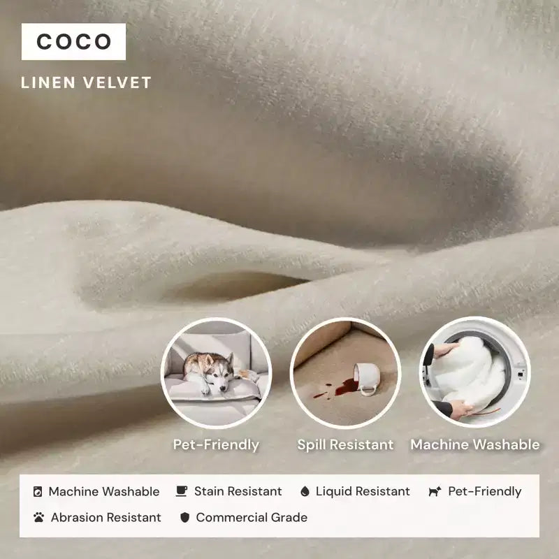 Divano componibile angolare a 4 posti lavabile Anabei | Seduta Memorix+ e cuscini Contour