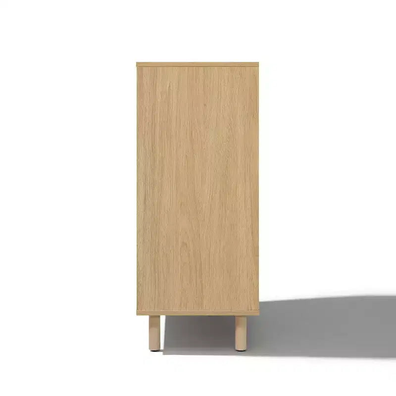 LuxenHome Petit buffet de rangement de 80 cm, Armoire d'appoint chêne pour salon, salle à manger ou entrée Chêne noisetier