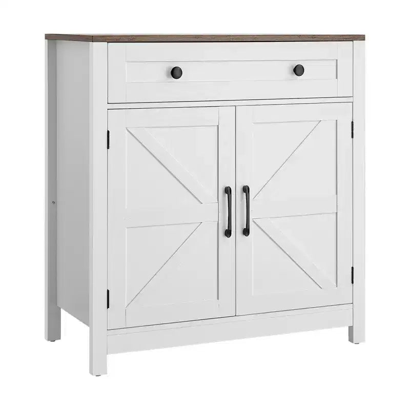 VEVOR Coffee Bar Cabinet, Farmhouse Coffee Bar Table with Drawer, Buffet Stand Cabinet with 2 Barn Door, 29.5 x 14.7 x 31.5 in, White