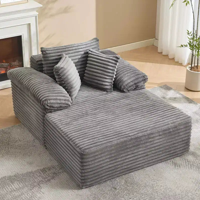 48,8" Canapé-lit chaise longue surdimensionné - Canapé sans structure en velours côtelé avec oreillers et accoudoirs larges pour salon ou chambre à coucher