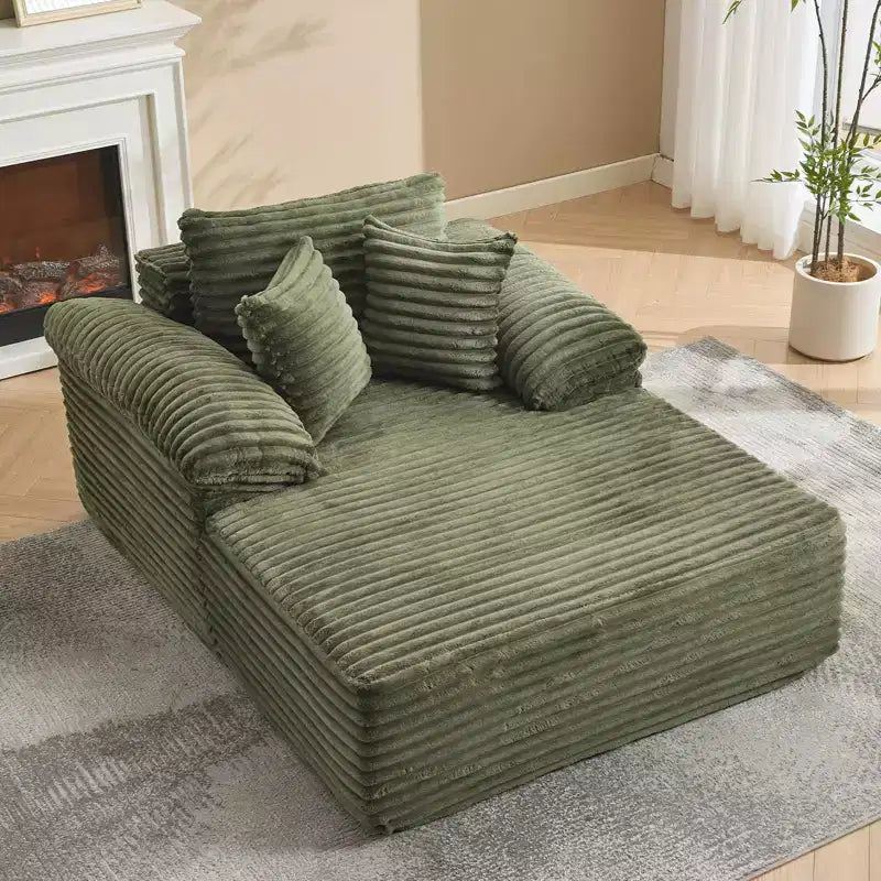48,8" Canapé-lit chaise longue surdimensionné - Canapé sans structure en velours côtelé avec oreillers et accoudoirs larges pour salon ou chambre à coucher