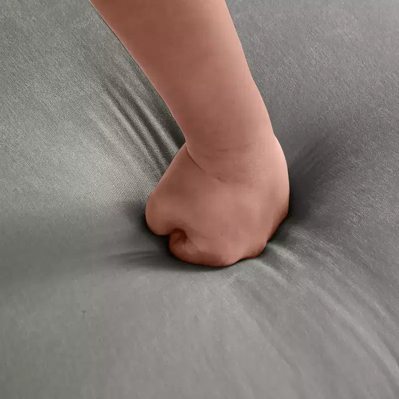 Divano Sezionale a L Contemporaneo GDFStudio Lancelot 85 pollici Rivestito in Ciniglia con Pouf Contenitore