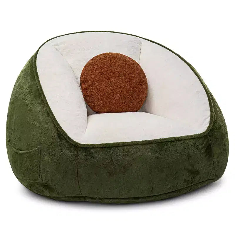 Poltrona sacco ergonomica Hommpa color verde avocado con pelliccia sintetica e memory foam - Regalo perfetto per adulti