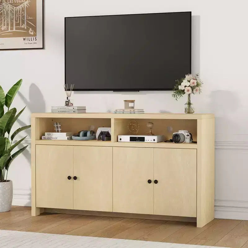 Credenza da cucina a buffet spaziosa da 55", mobile a 4 ante, ripiani regolabili, ampio spazio contenitivo, mobile bar in legno per sala da pranzo