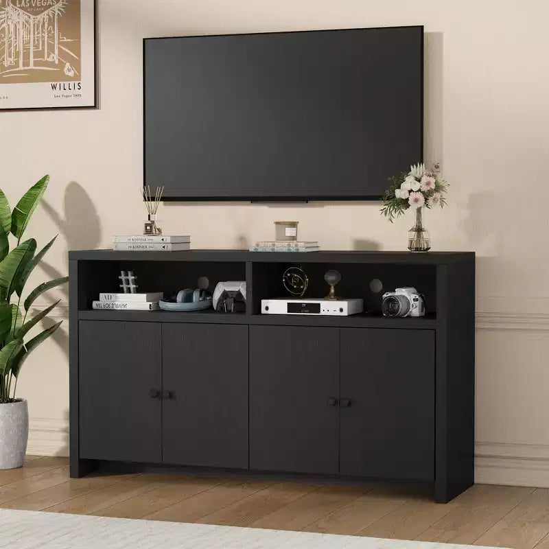 Credenza da cucina a buffet spaziosa da 55", mobile a 4 ante, ripiani regolabili, ampio spazio contenitivo, mobile bar in legno per sala da pranzo
