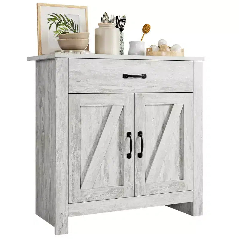 Credenza, mobile da cucina con cassetti, anta, ripiani regolabili, madia autoportante con armadio a buffet