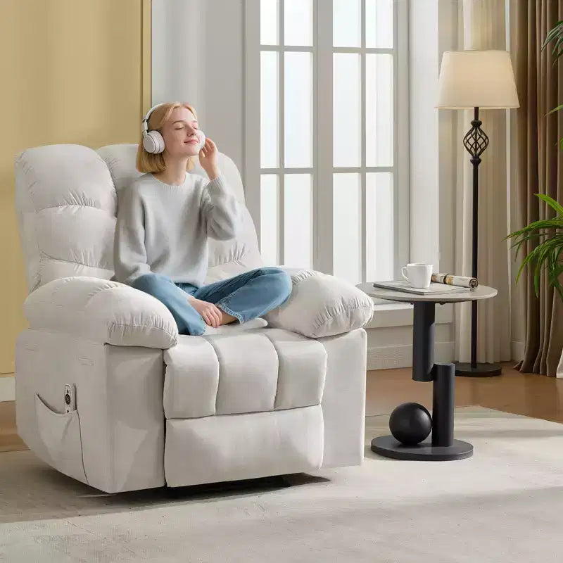 Poltrona Reclinabile Massaggiante e Riscaldante per Adulti, Divano Singolo Manuale Oversize Imbottito da 150°, Seduta Extra Larga e Morbida, per Salotto e Home Theater