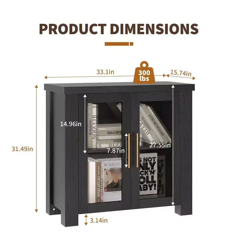 COZONY Mobile Buffet con Ante in Vetro Temperato, Credenza Contenitore in Legno per Sala da Pranzo, Soggiorno, Cucina