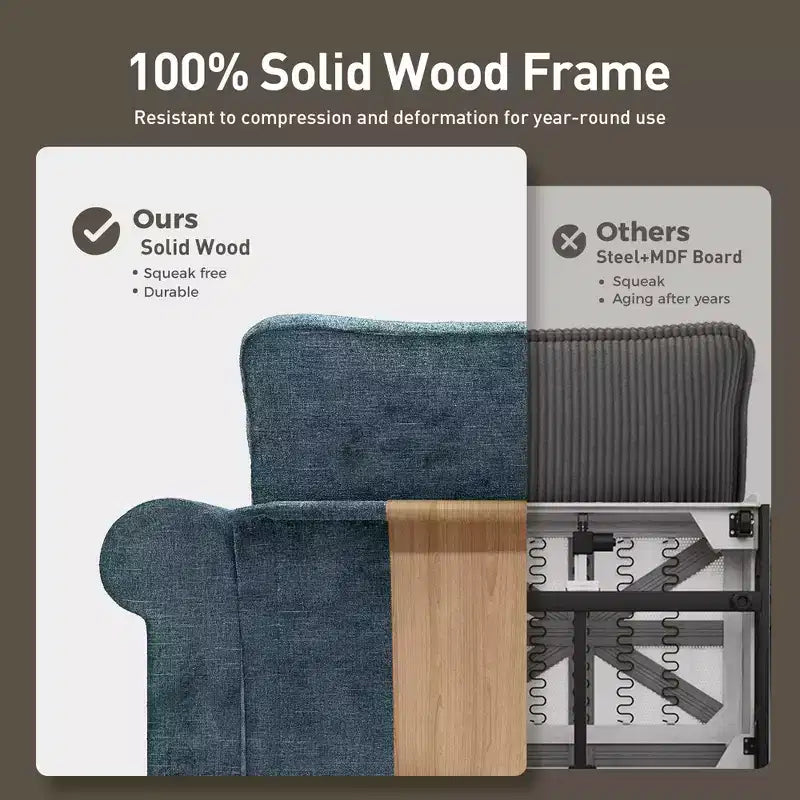Canapé d'intérieur rembourré Captiva Designs avec pouf, cadre en bois massif, ressorts ensachés et coussins décoratifs