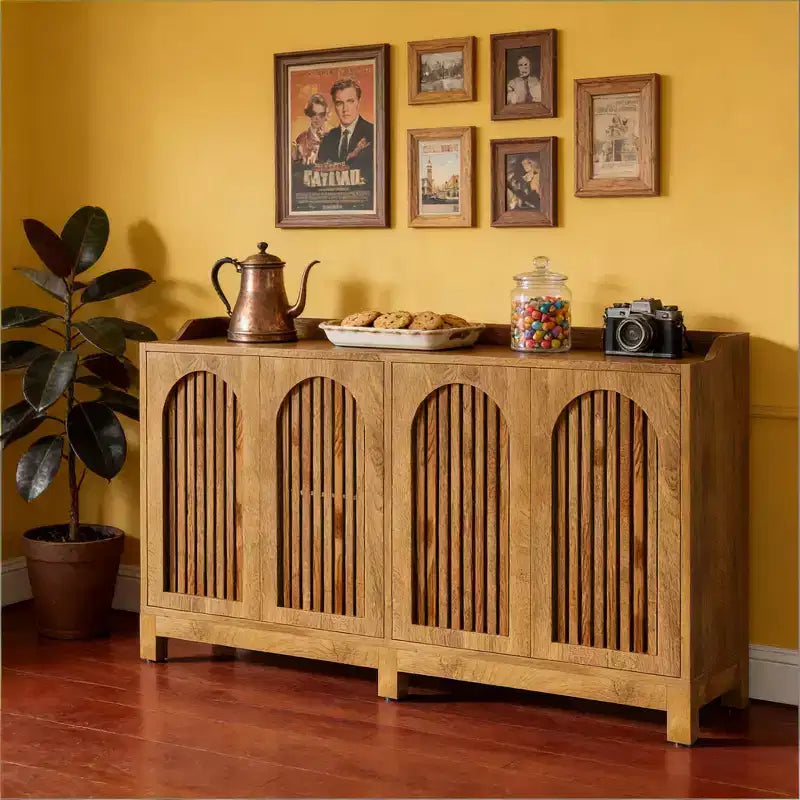 GDFStudio Oralie Madia a 4 Ante in Legno Stile Rustico con Ripiani Regolabili