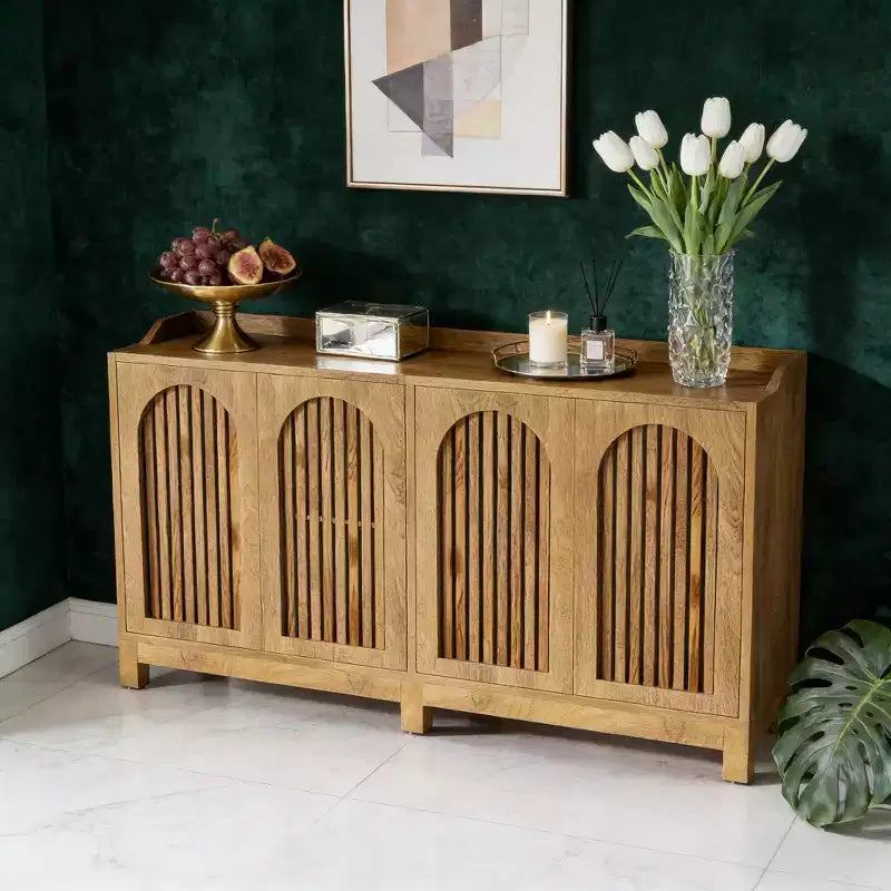 GDFStudio Oralie Madia a 4 Ante in Legno Stile Rustico con Ripiani Regolabili