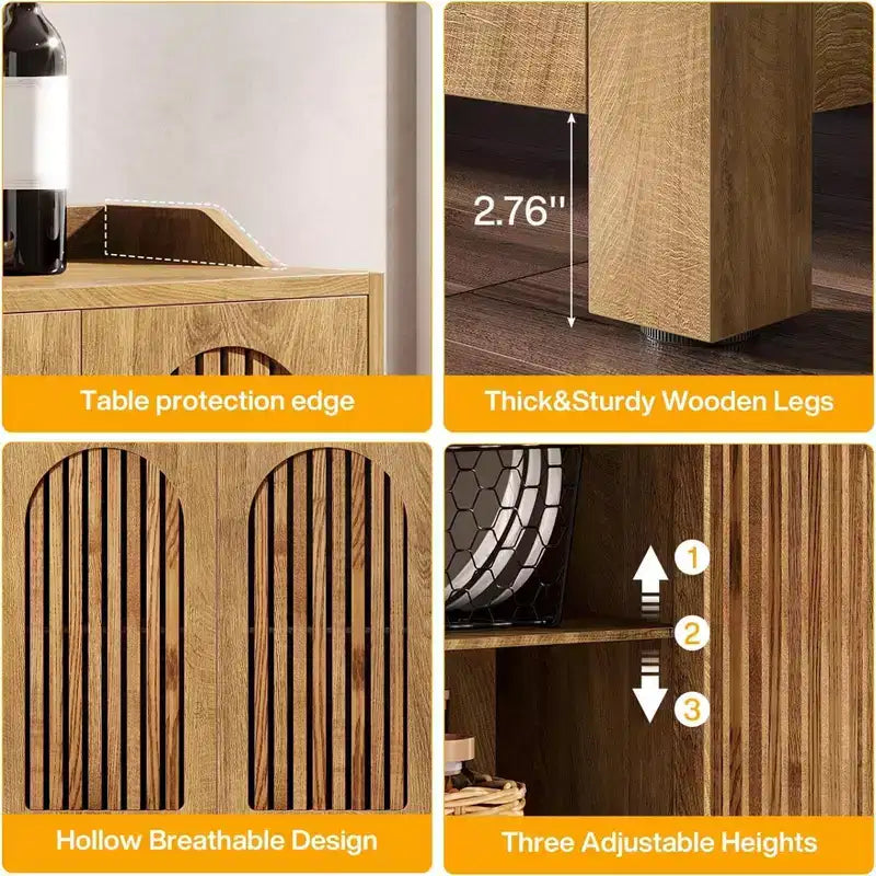 GDFStudio Oralie Madia a 4 Ante in Legno Stile Rustico con Ripiani Regolabili