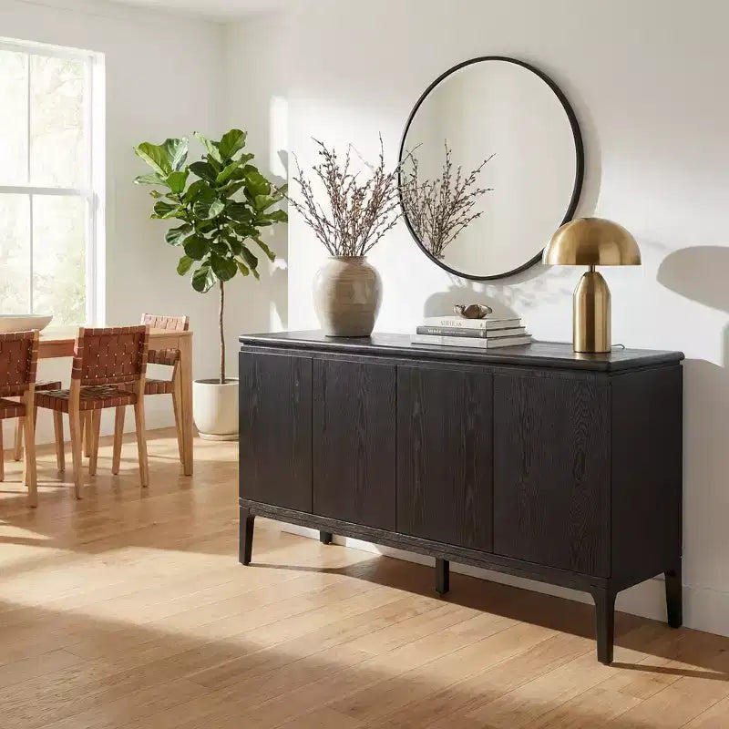 Christopher Knight Home Andy buffet moderne à 4 portes de 150 cm avec pieds en bois d'hévéa