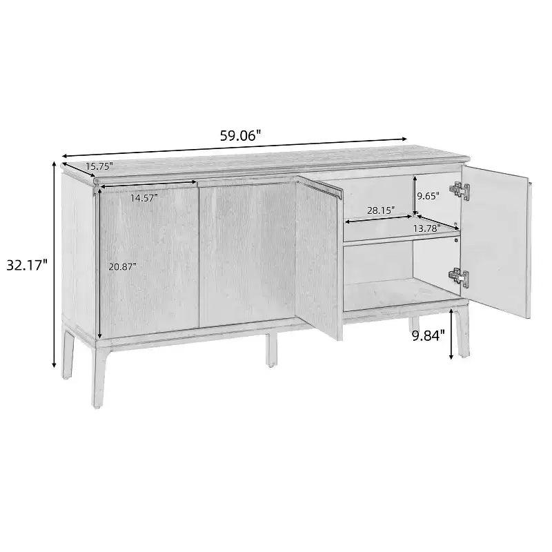 Christopher Knight Home Andy buffet moderne à 4 portes de 150 cm avec pieds en bois d'hévéa