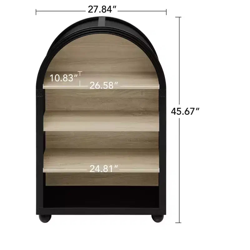 GDFStudio Sade Mobiletto moderno ad arco a 4 ripiani in legno e metallo da 28 pollici con bordi intagliati