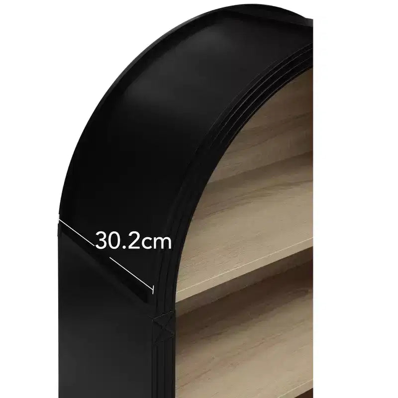 GDFStudio Sade Mobiletto moderno ad arco a 4 ripiani in legno e metallo da 28 pollici con bordi intagliati