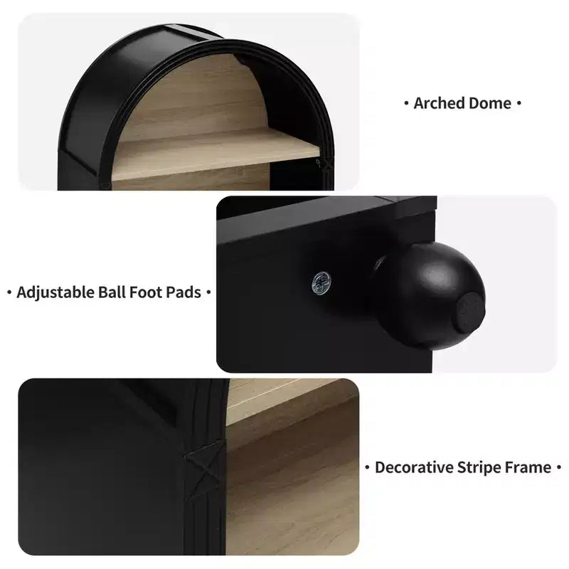 GDFStudio Sade Mobiletto moderno ad arco a 4 ripiani in legno e metallo da 28 pollici con bordi intagliati