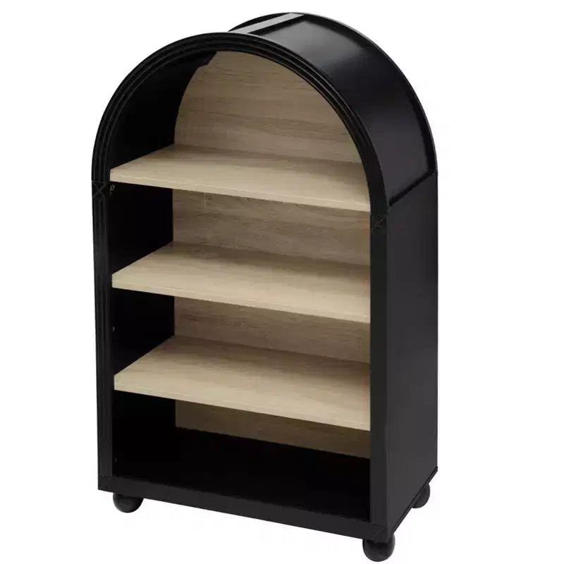 GDFStudio Sade Mobiletto moderno ad arco a 4 ripiani in legno e metallo da 28 pollici con bordi intagliati