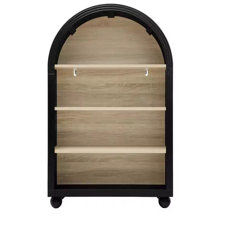GDFStudio Sade Mobiletto moderno ad arco a 4 ripiani in legno e metallo da 28 pollici con bordi intagliati