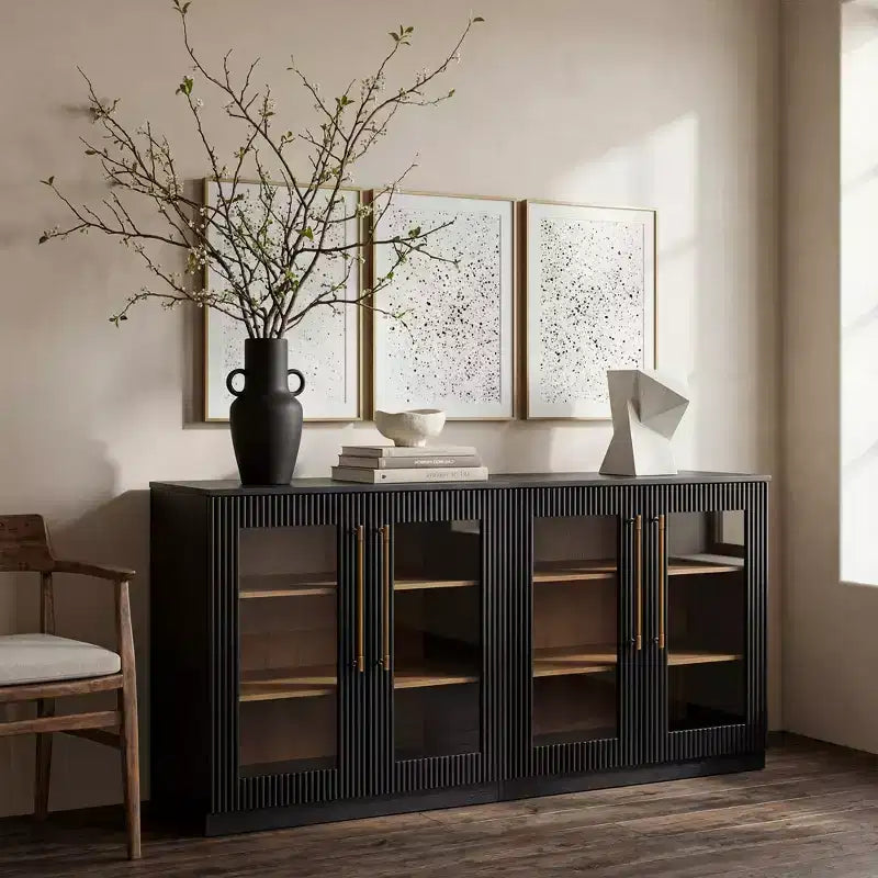 Morden Fort Mobile Contenitore a 2 Ante Bianco, Credenza Modulare con Ante ad Arco Simmetriche, Consolle per Sala da Pranzo, Soggiorno