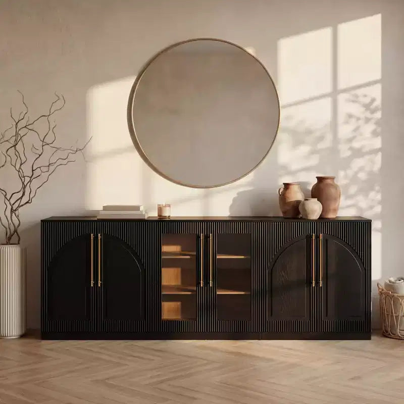 Morden Fort Mobile Contenitore a 2 Ante Bianco, Credenza Modulare con Ante ad Arco Simmetriche, Consolle per Sala da Pranzo, Soggiorno