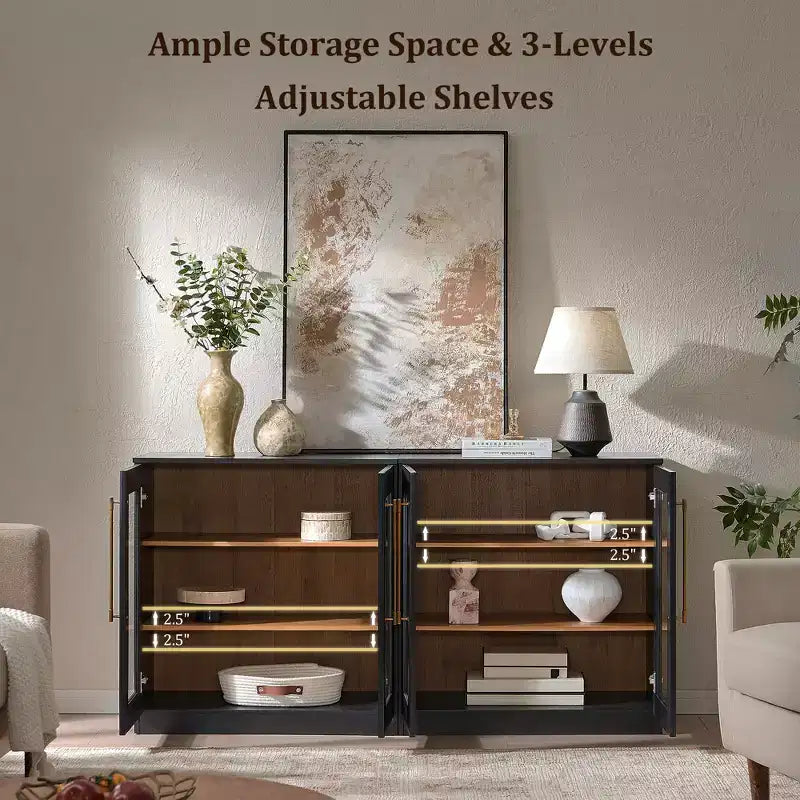 Morden Fort Mobile Contenitore a 2 Ante Bianco, Credenza Modulare con Ante ad Arco Simmetriche, Consolle per Sala da Pranzo, Soggiorno