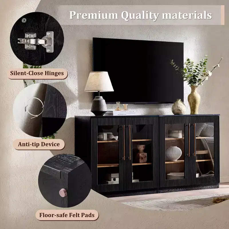 Morden Fort Mobile Contenitore a 2 Ante Bianco, Credenza Modulare con Ante ad Arco Simmetriche, Consolle per Sala da Pranzo, Soggiorno