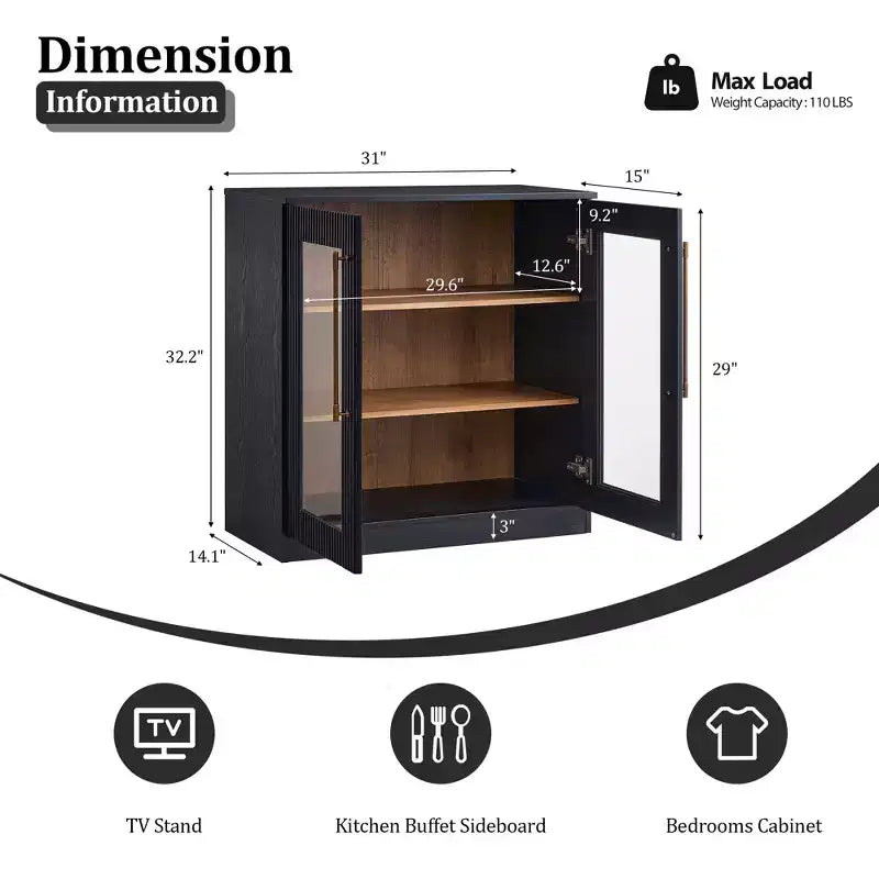 Morden Fort Mobile Contenitore a 2 Ante Bianco, Credenza Modulare con Ante ad Arco Simmetriche, Consolle per Sala da Pranzo, Soggiorno