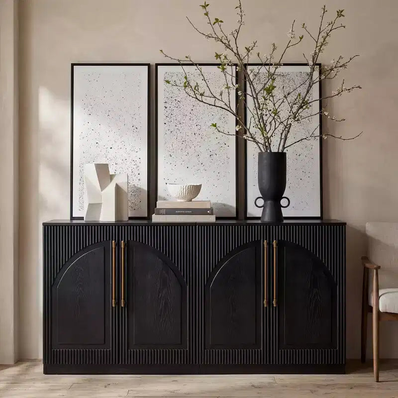 Morden Fort Mobile Contenitore a 2 Ante Bianco, Credenza Modulare con Ante ad Arco Simmetriche, Consolle per Sala da Pranzo, Soggiorno