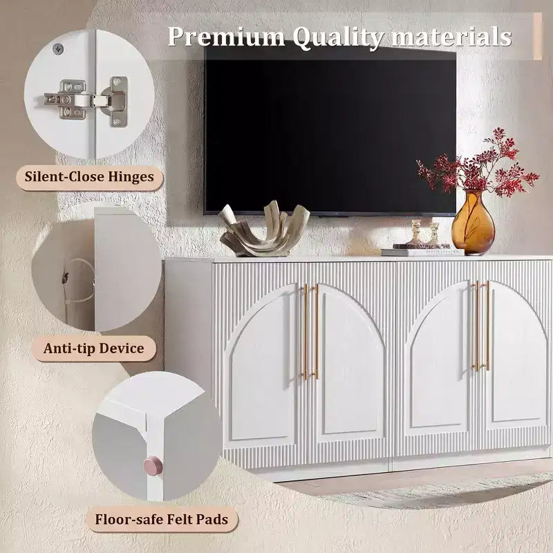 Morden Fort Mobile Contenitore a 2 Ante Bianco, Credenza Modulare con Ante ad Arco Simmetriche, Consolle per Sala da Pranzo, Soggiorno
