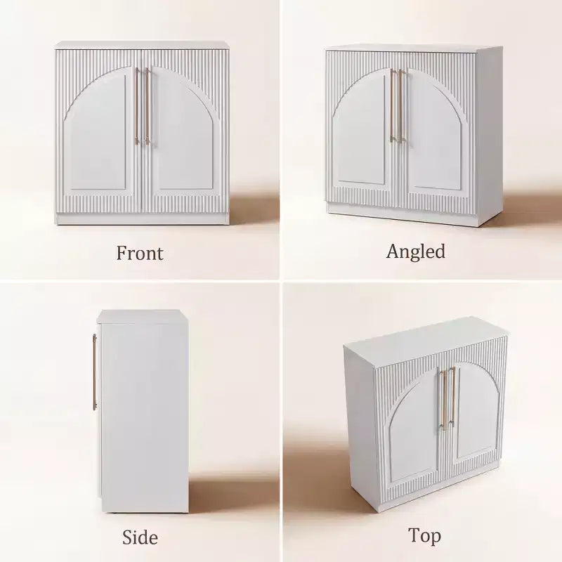 Morden Fort Mobile Contenitore a 2 Ante Bianco, Credenza Modulare con Ante ad Arco Simmetriche, Consolle per Sala da Pranzo, Soggiorno