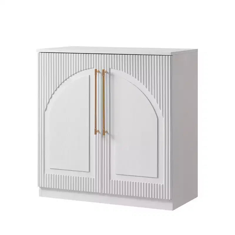 Morden Fort Mobile Contenitore a 2 Ante Bianco, Credenza Modulare con Ante ad Arco Simmetriche, Consolle per Sala da Pranzo, Soggiorno