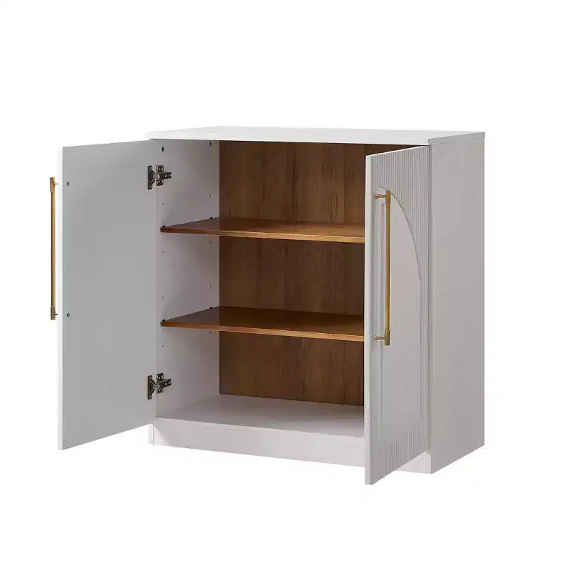 Morden Fort Mobile Contenitore a 2 Ante Bianco, Credenza Modulare con Ante ad Arco Simmetriche, Consolle per Sala da Pranzo, Soggiorno