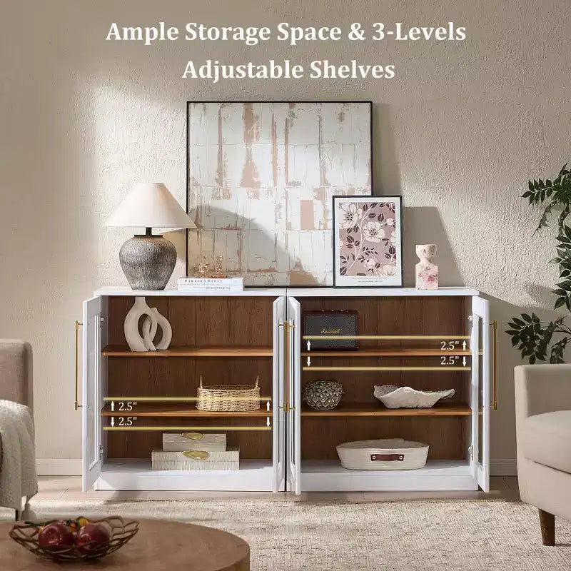 Morden Fort Mobile Contenitore a 2 Ante Bianco, Credenza Modulare con Ante ad Arco Simmetriche, Consolle per Sala da Pranzo, Soggiorno