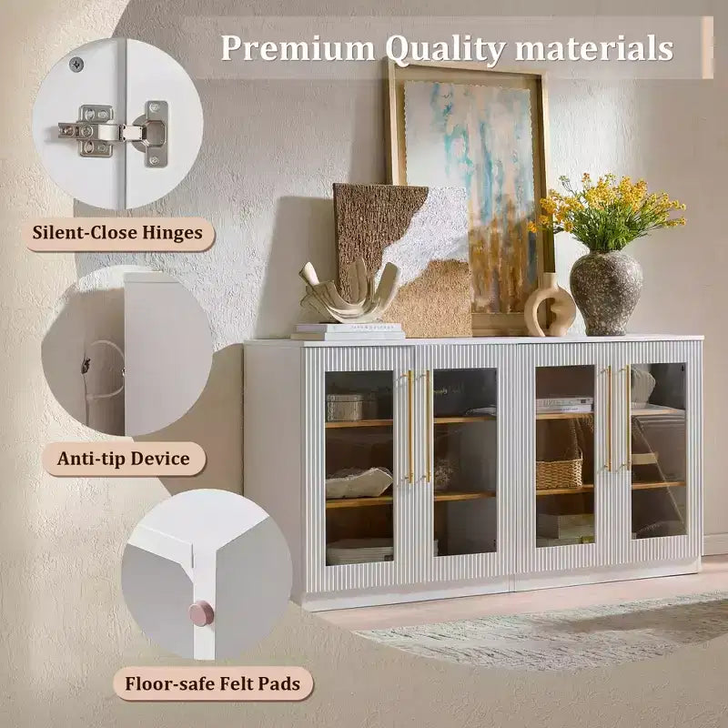 Morden Fort Mobile Contenitore a 2 Ante Bianco, Credenza Modulare con Ante ad Arco Simmetriche, Consolle per Sala da Pranzo, Soggiorno