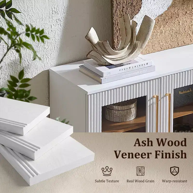Morden Fort Mobile Contenitore a 2 Ante Bianco, Credenza Modulare con Ante ad Arco Simmetriche, Consolle per Sala da Pranzo, Soggiorno