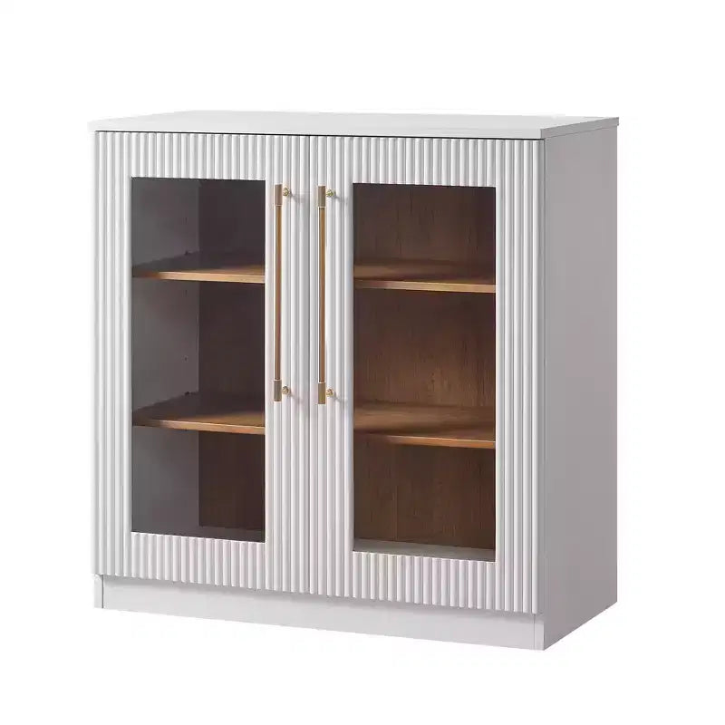Morden Fort Mobile Contenitore a 2 Ante Bianco, Credenza Modulare con Ante ad Arco Simmetriche, Consolle per Sala da Pranzo, Soggiorno
