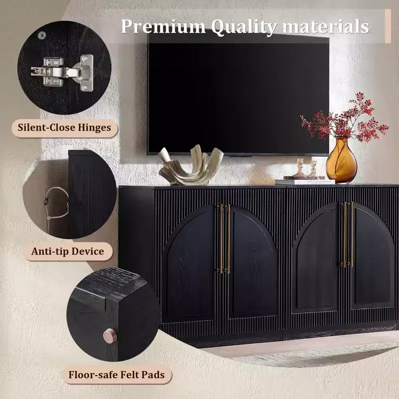 Morden Fort Mobile Contenitore a 2 Ante Bianco, Credenza Modulare con Ante ad Arco Simmetriche, Consolle per Sala da Pranzo, Soggiorno