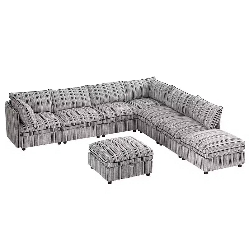 Canapé modulable en U GDFStudio Jeju 8 pièces, rembourré, avec rangement, 125''x 93, et ottoman