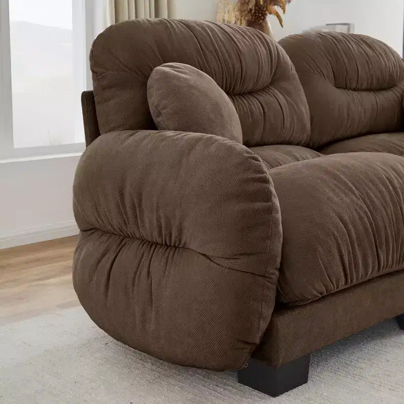 GDFStudio Katarzyna, Canapé sectionnel moderne à 2 places en chenille avec coussins ronds et accoudoirs incurvés