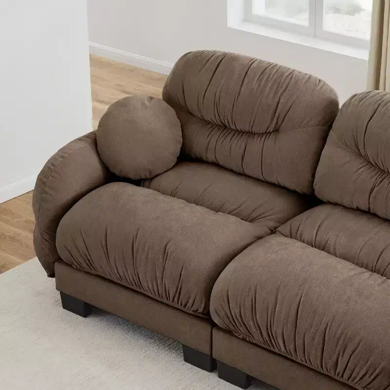 GDFStudio Katarzyna, Canapé sectionnel moderne à 2 places en chenille avec coussins ronds et accoudoirs incurvés