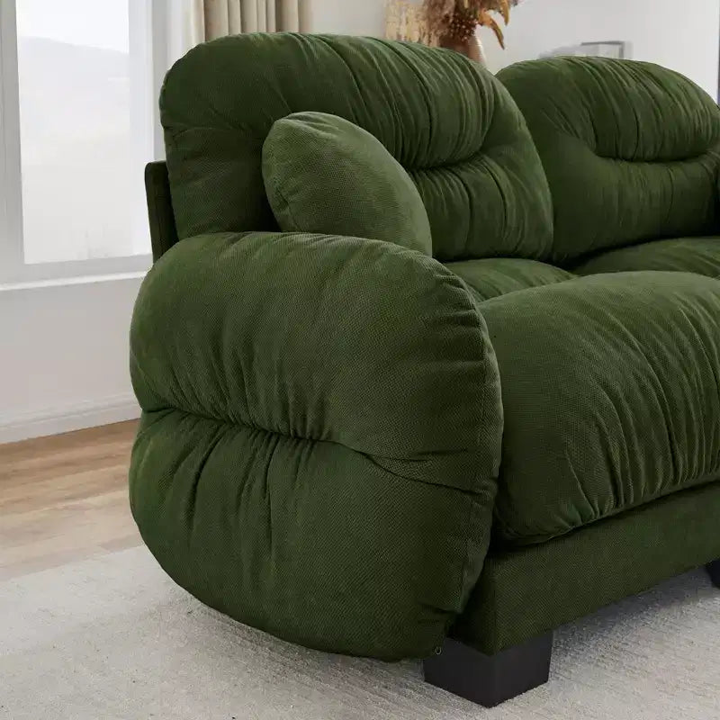 GDFStudio Katarzyna, Canapé sectionnel moderne à 2 places en chenille avec coussins ronds et accoudoirs incurvés