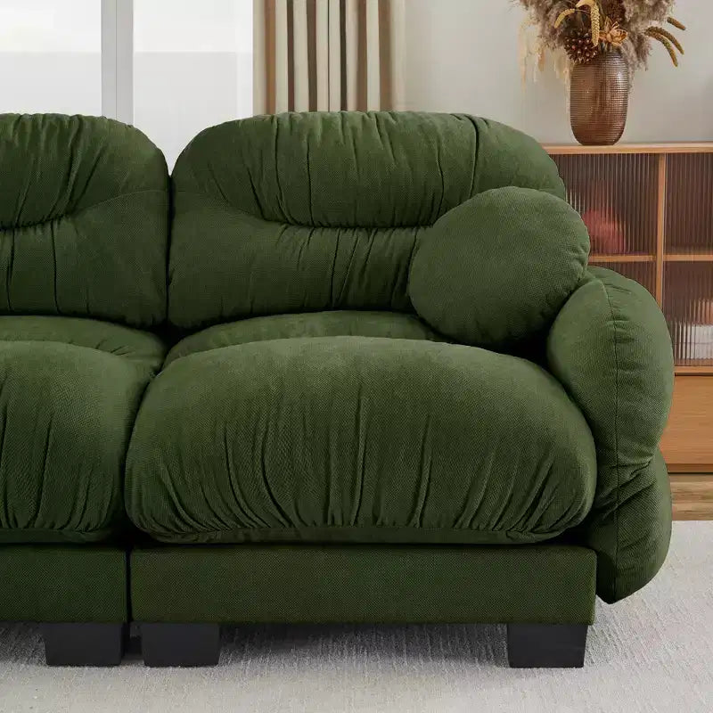 GDFStudio Katarzyna, Canapé sectionnel moderne à 2 places en chenille avec coussins ronds et accoudoirs incurvés