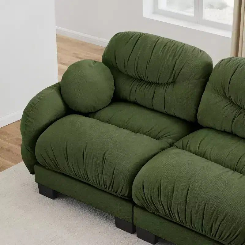 GDFStudio Katarzyna, Canapé sectionnel moderne à 2 places en chenille avec coussins ronds et accoudoirs incurvés